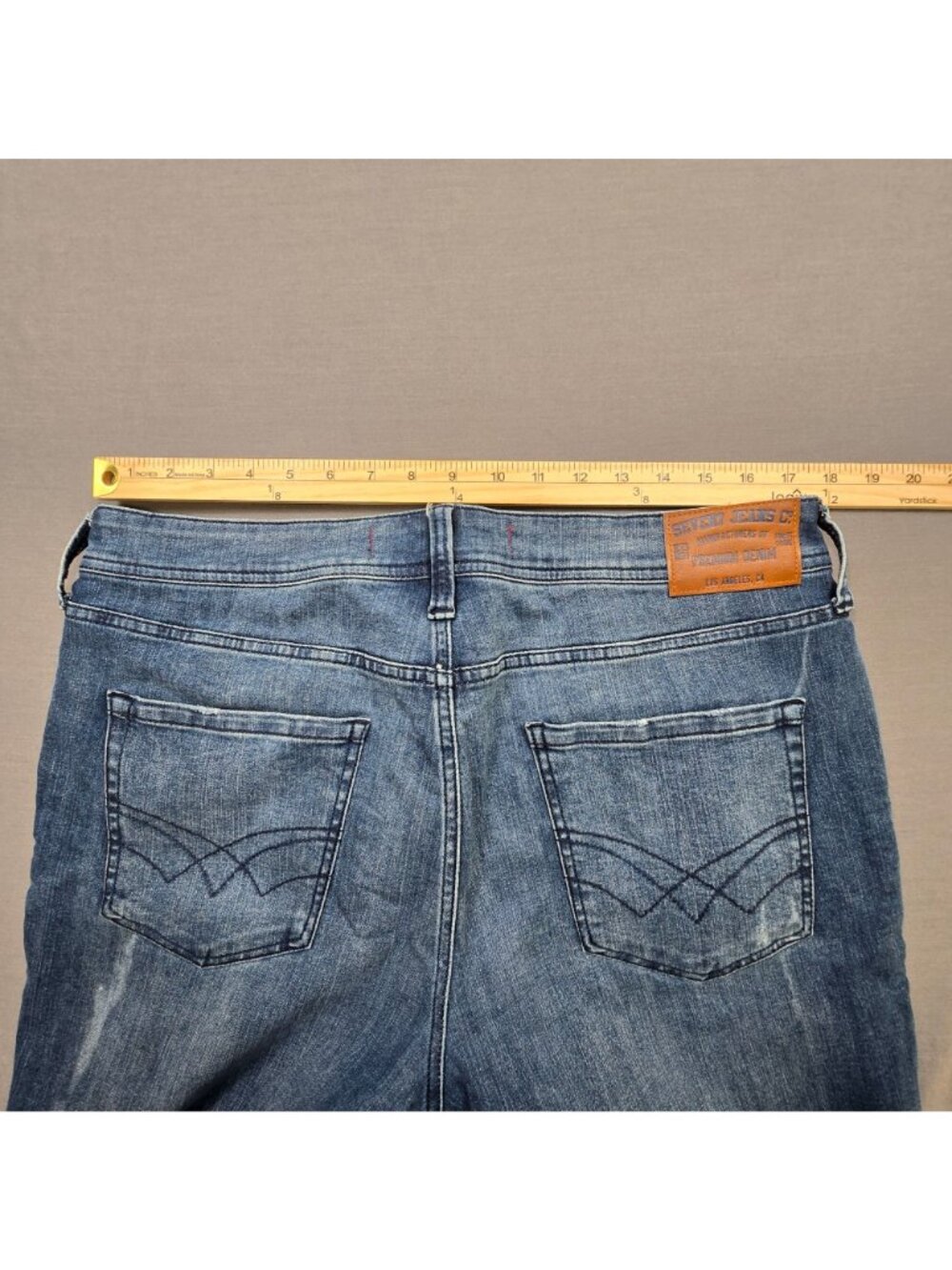 Seven7 W34 L34 Mens Slim Straight Jeans Distressed Blue Denim Casual Wear - Picture 7 of 7
